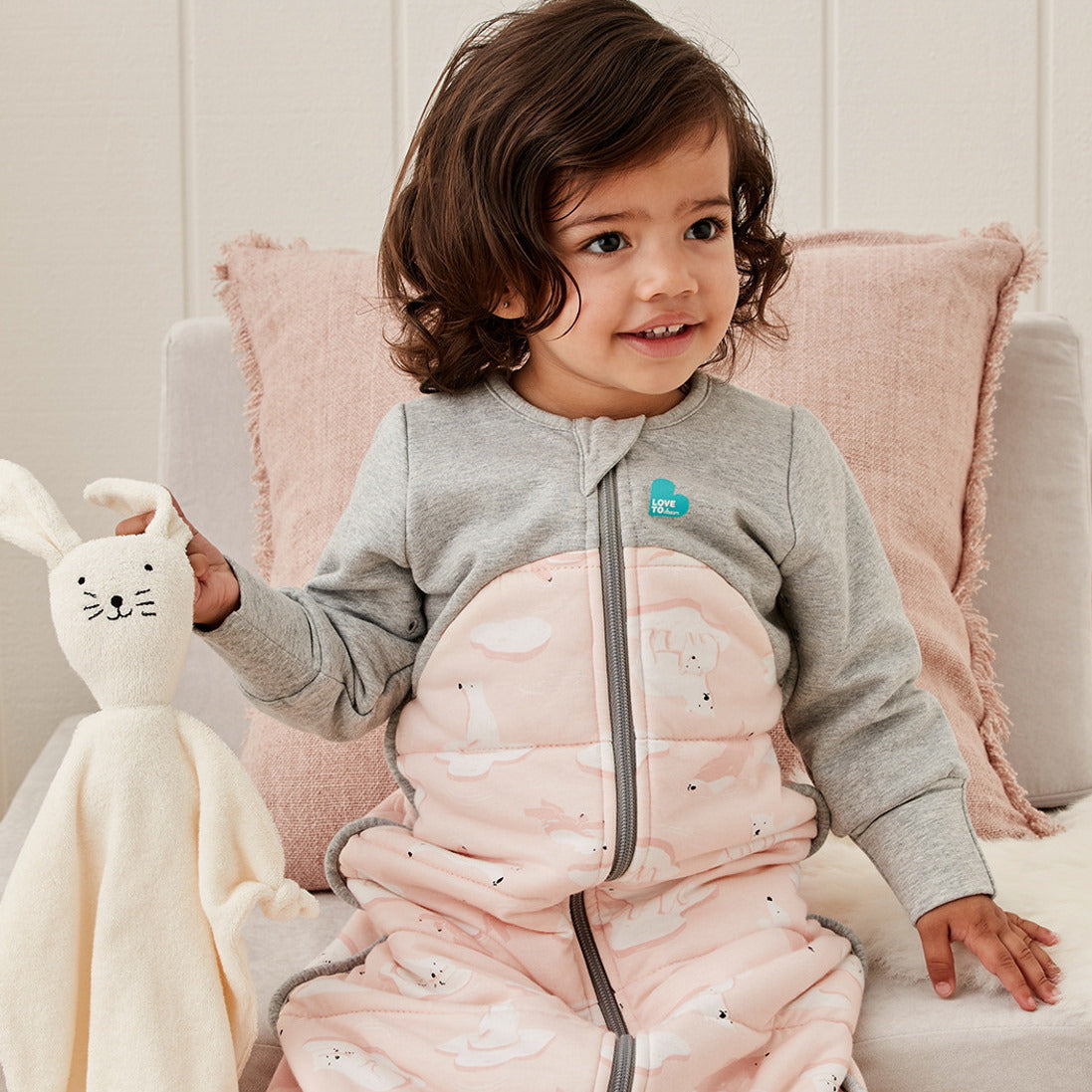 Love to dream winter 3.5Tog Sleep Bag. Pink with Polar Bears design. 