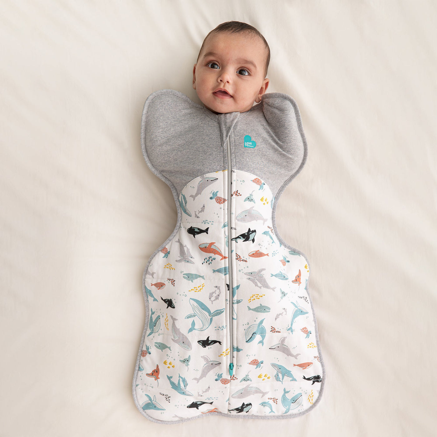 love to dream swaddle up whales pattern. 2.5Tog thickness