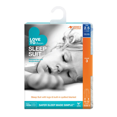 Sleep Suit Warm 2.5 TOG - White Stars (6-12mths)