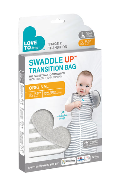 Swaddle Up™ Transition Bag 1.0 TOG - Grey - Love to Dream™ NZ 