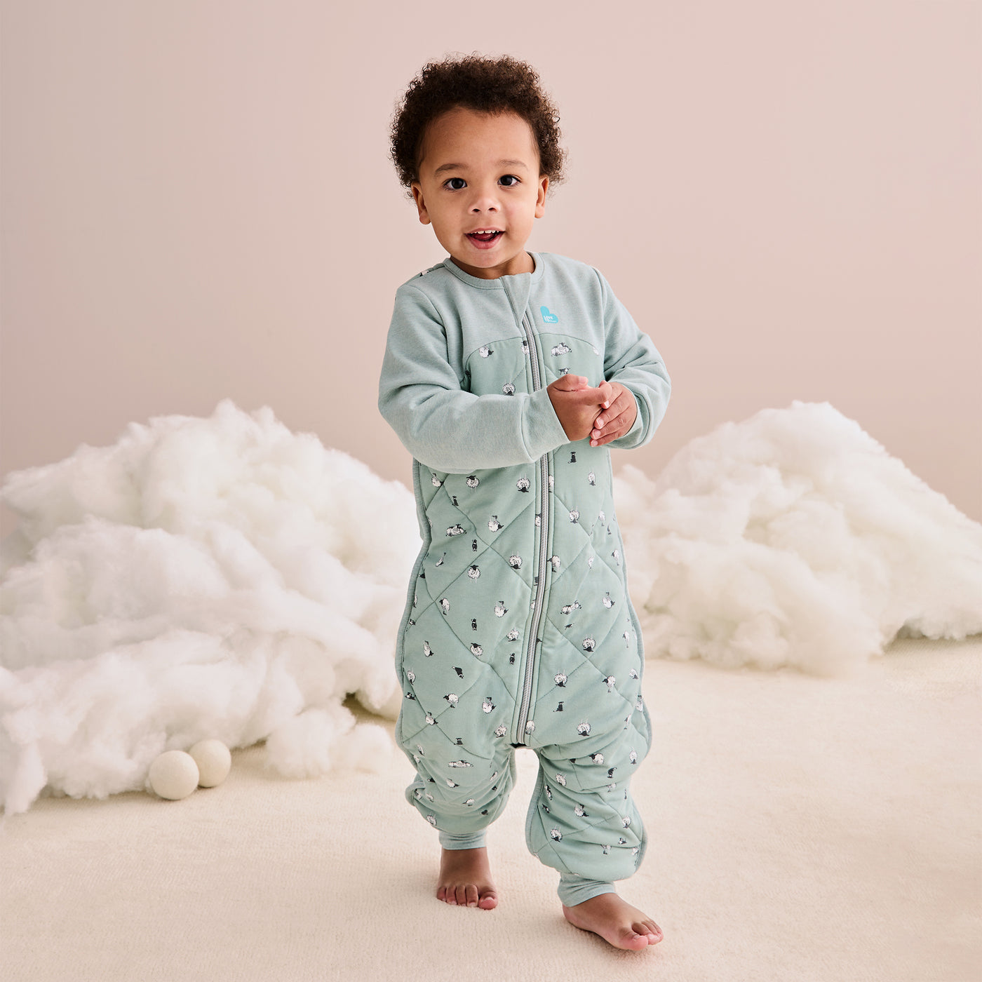 Sleep Suit Organic Cool 2.5 TOG - Lambs Best Friend Olive - Love to Dream™ NZ 