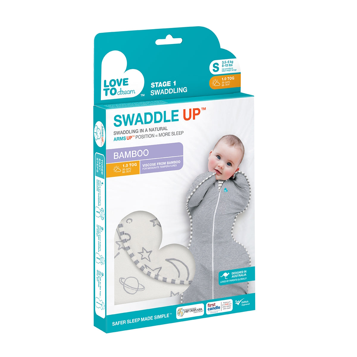 Swaddle Up™ Bamboo 1.0 TOG - Stars & Moon - Love to Dream™ NZ 