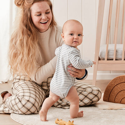 Long Sleeve Bodysuit - Grey Stripe - Love to Dream™ NZ 