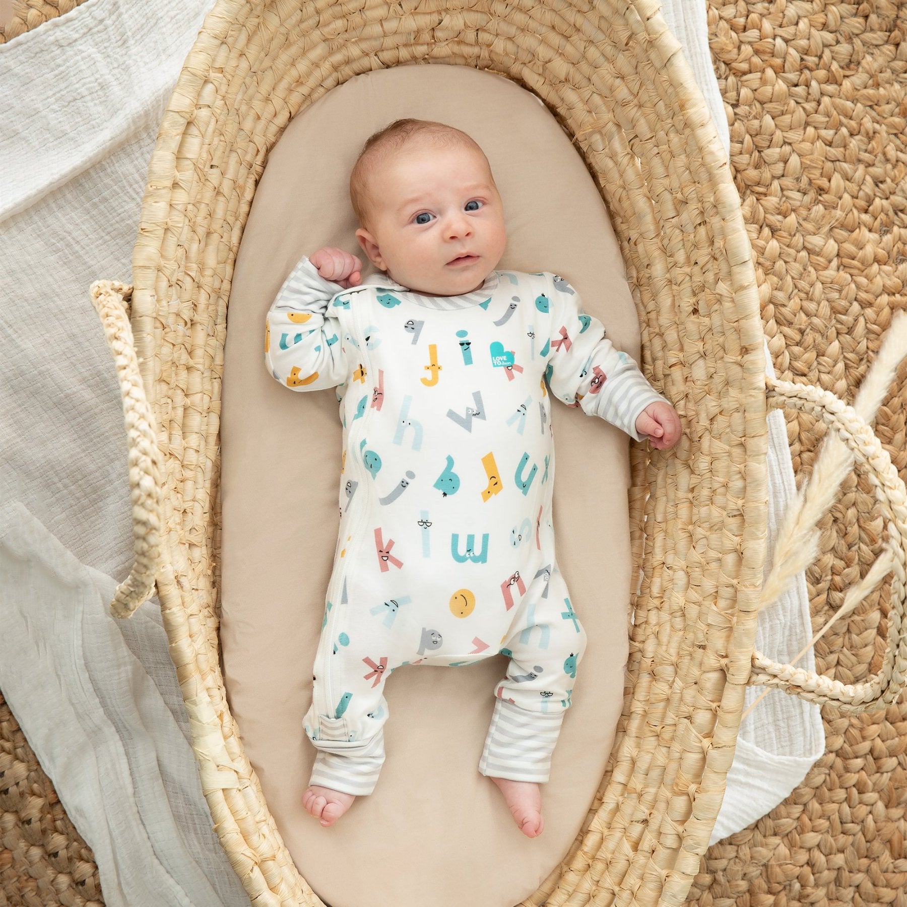 EcoVero™ Footless Romper Alphabet Soup Love to Dream™ NZ Love to