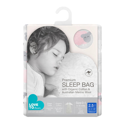 Sleep Bag Warm 2.5 TOG Organic - Sheep Pink - Love to Dream™ NZ 