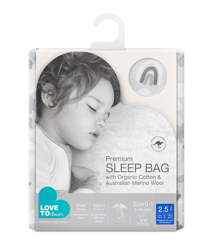 Sleep Bag Organic Warm TOG Rainbow Grey Love to Dream™ NZ