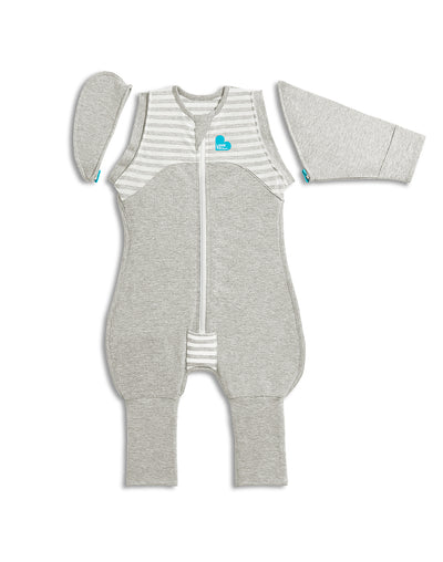 As soon as your baby starts showing signs of trying to roll, you must transition to “arms-free” sleep. This change can be upsetting for some babies, but there is a way to help ease the transition. The five-piece Swaddle Up™ Transition Suit 1.0 TOG helps your baby to gradually adjust to sleeping un-swaddled.