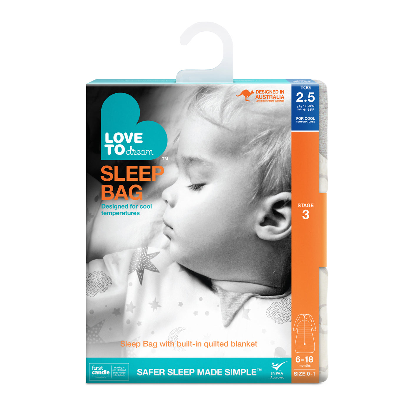 Sleep Bag Warm 2.5 TOG - Daydream Grey - Love to Dream™ NZ 