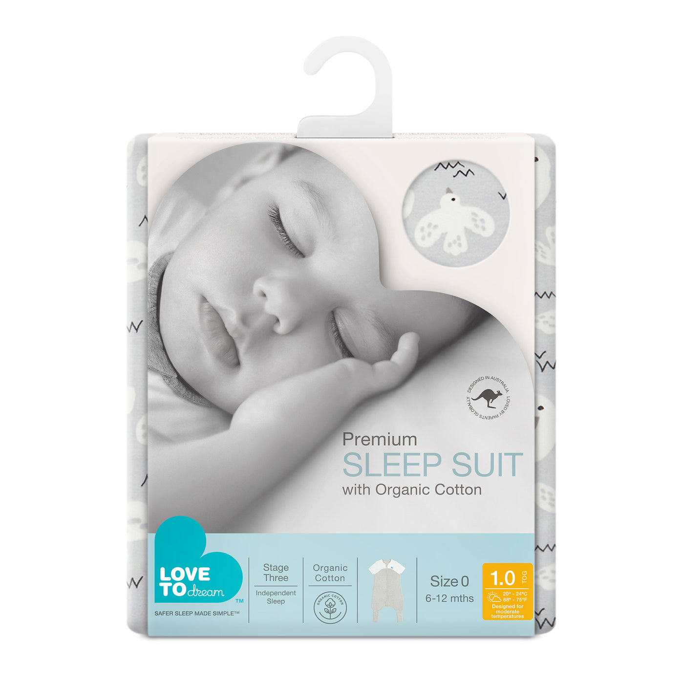 Sleep Suit 1.0 TOG Organic - Dove Grey - Love to Dream™ NZ 