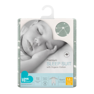 Sleep Suit Long Sleeve 1.0 TOG Organic - Olive Stellar - Love to Dream™ NZ 