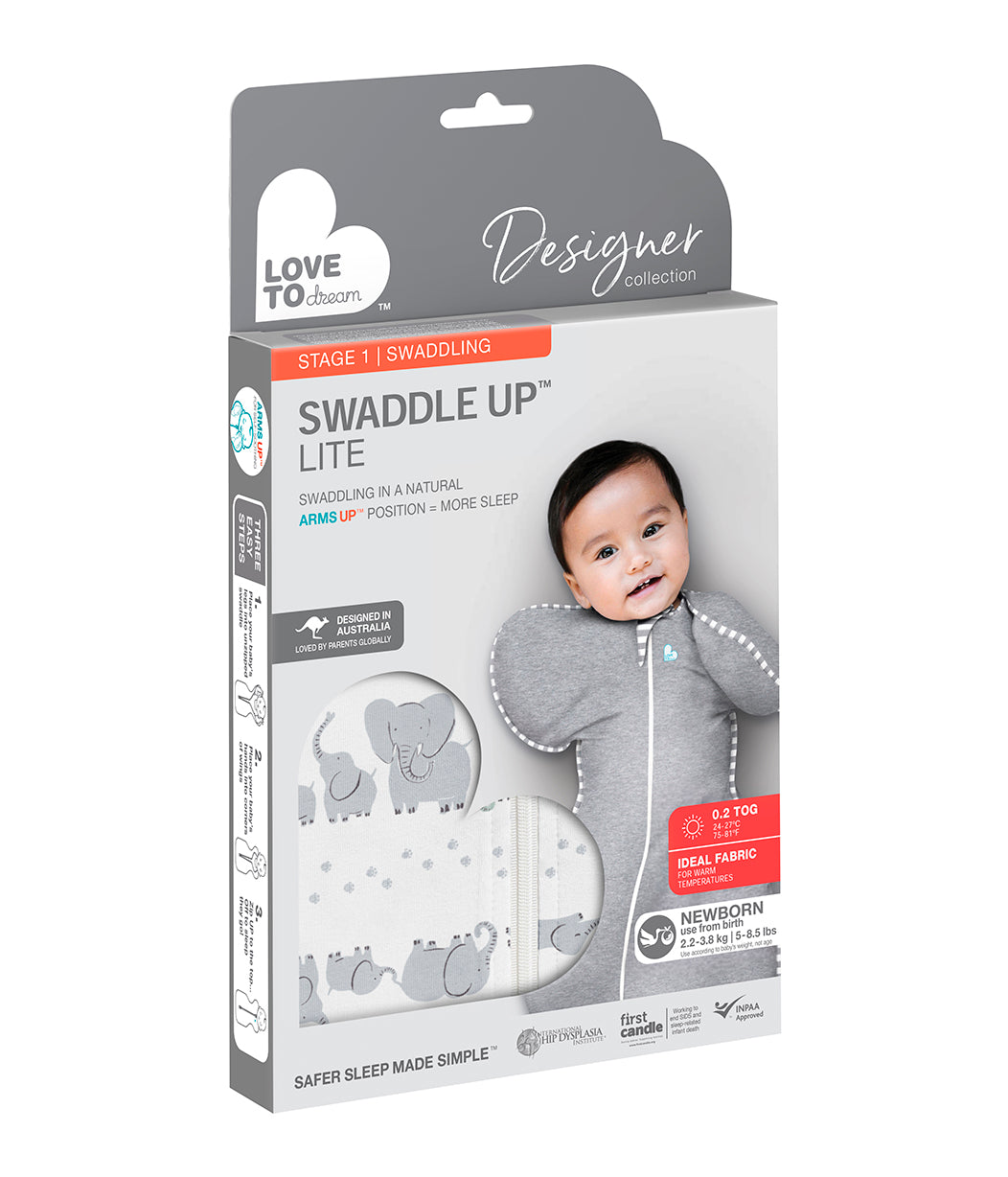 Swaddle Up™ Designer Lite 0.2 TOG - Elephant Trail - Love to Dream™ NZ 