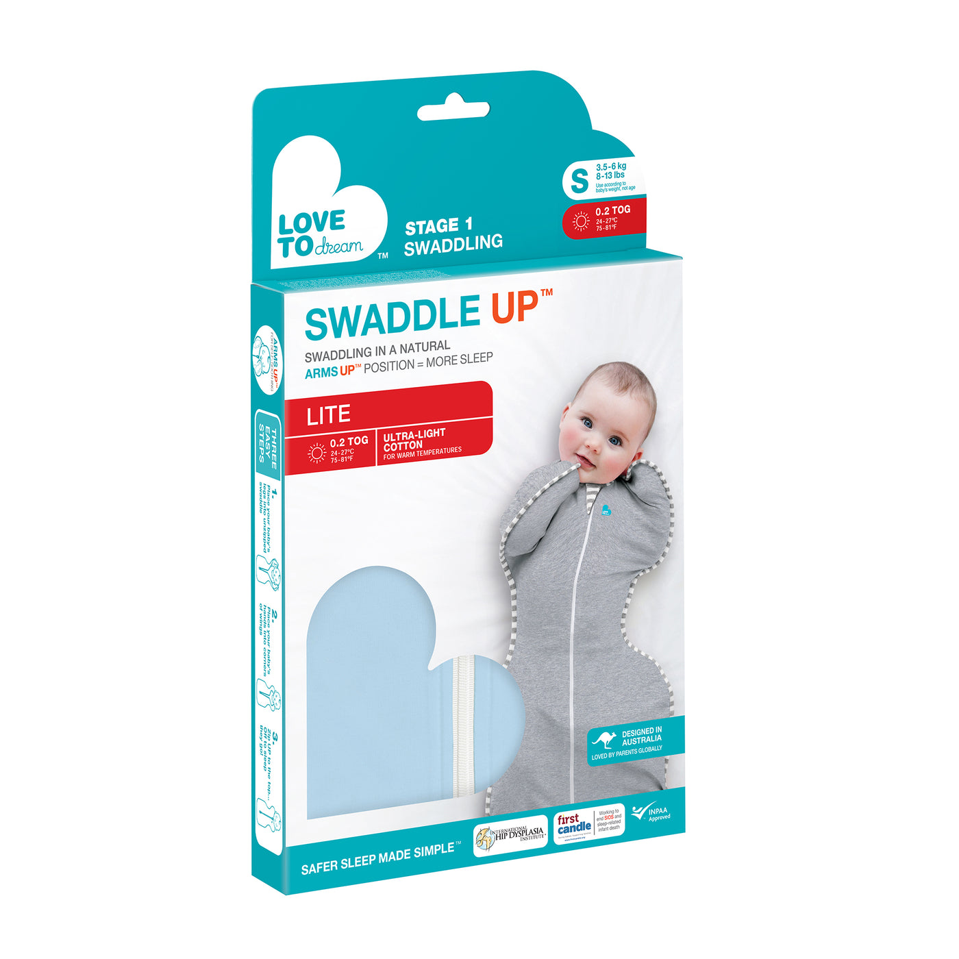 Swaddle Up™ Lite 0.2 TOG - Light Blue - Love to Dream™ NZ 